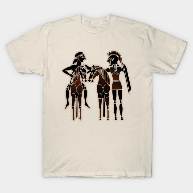 Greek warrior, Youth and their horses T-Shirt by Mosaicblues